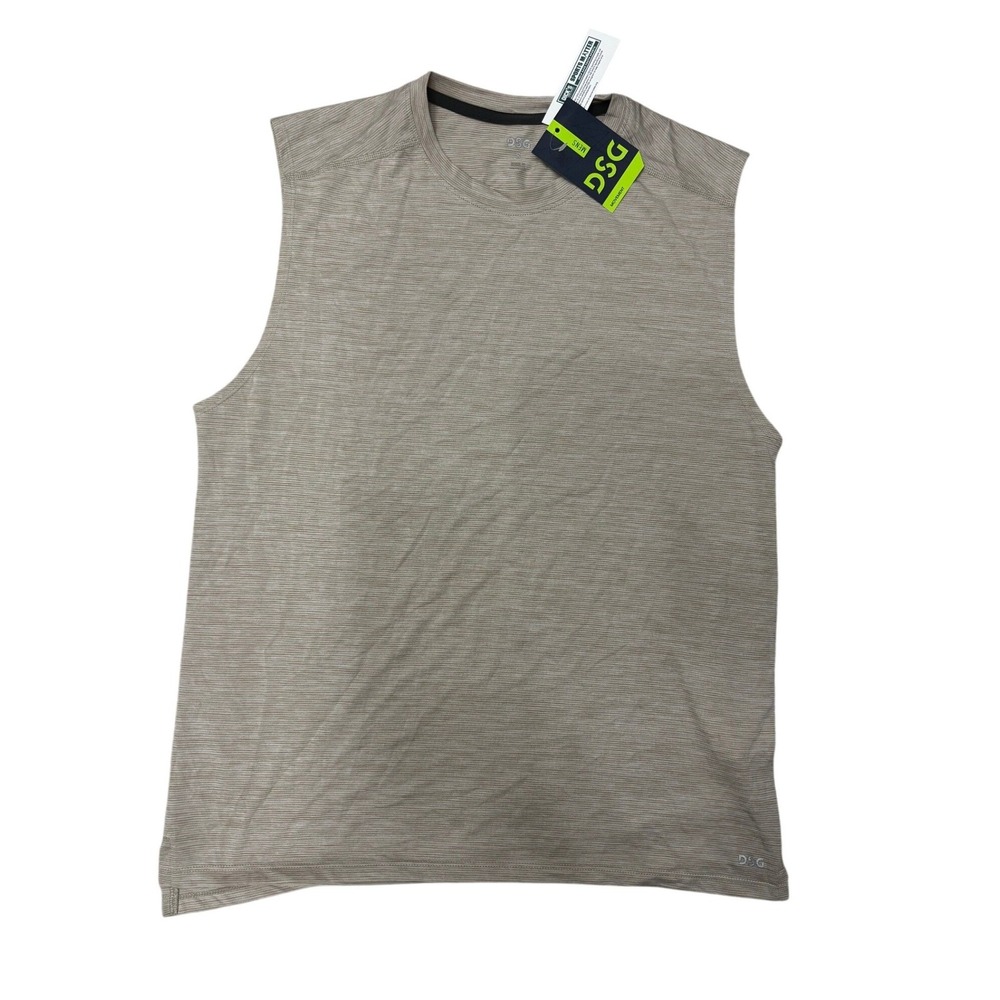 DSG Mens Movement Sleeveless Performance T-Shirt Tan Heather Muscle Tee Small